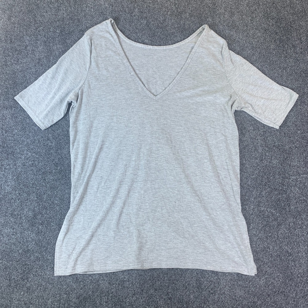 Nasty Gal Collection V-Neck Top Women 4 Heather Gray Good Stretch Basic Tee